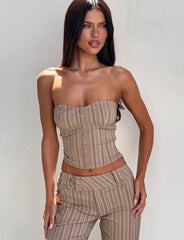 KITTIE STRAPLESS CORSET TAUPE STRIPE