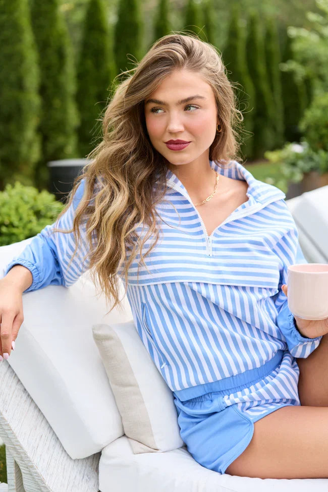 Mallory Blue Striped Pullover