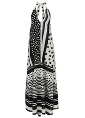 Deep V Halter Maxi Dress Modern Dot Stripe