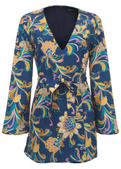 Long Sleeve Skort Romper Mystic Jacobean