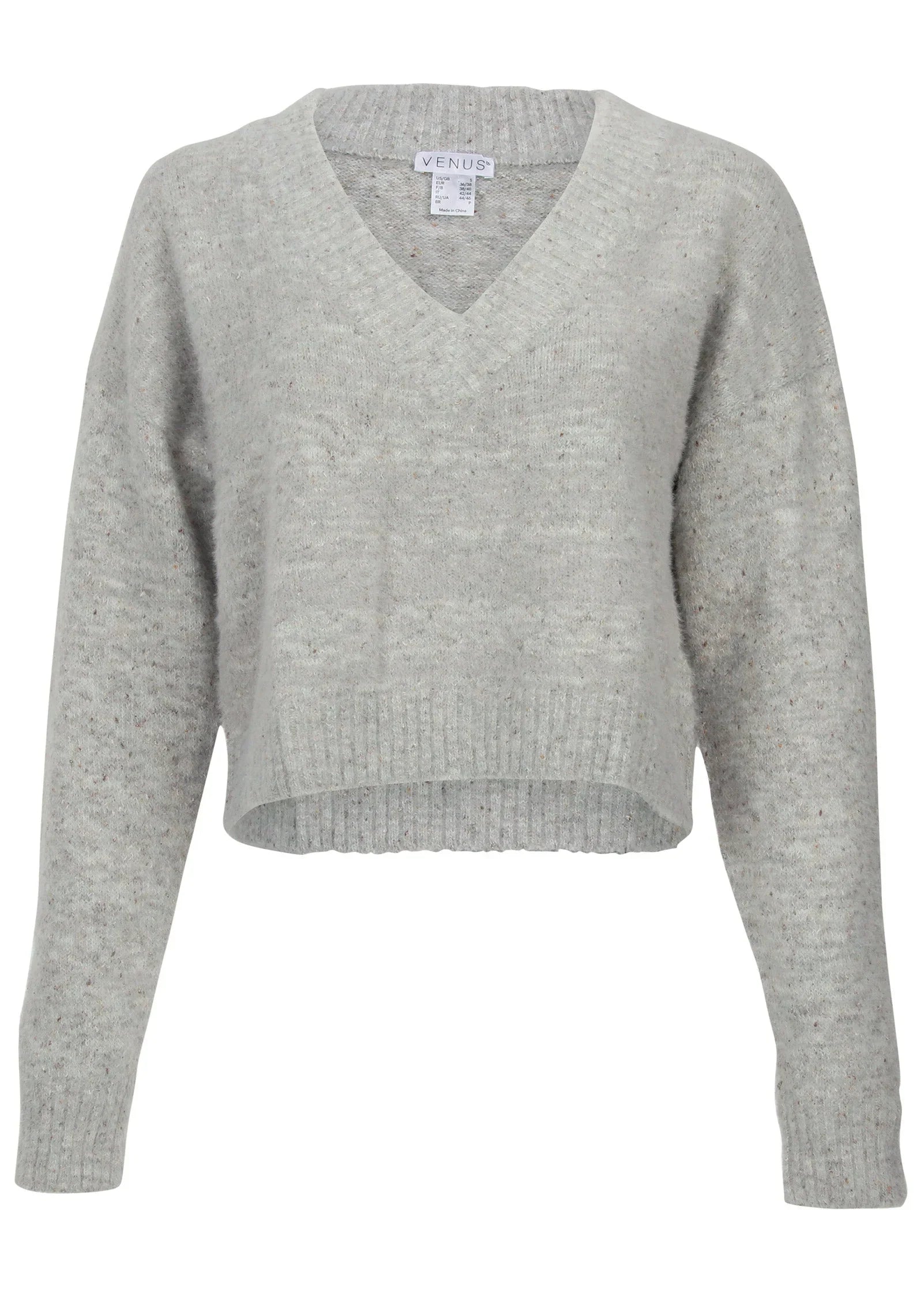 V Neck Sweater Medium Heather Grey