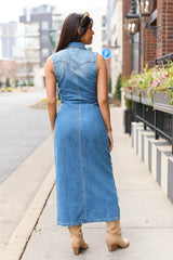 Romy Denim Button Front Maxi Dress FINAL SALE
