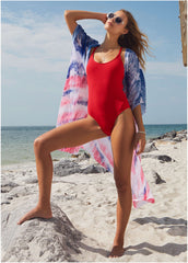 Long Kimono Cover Up Boardwalk Flag Cover Up