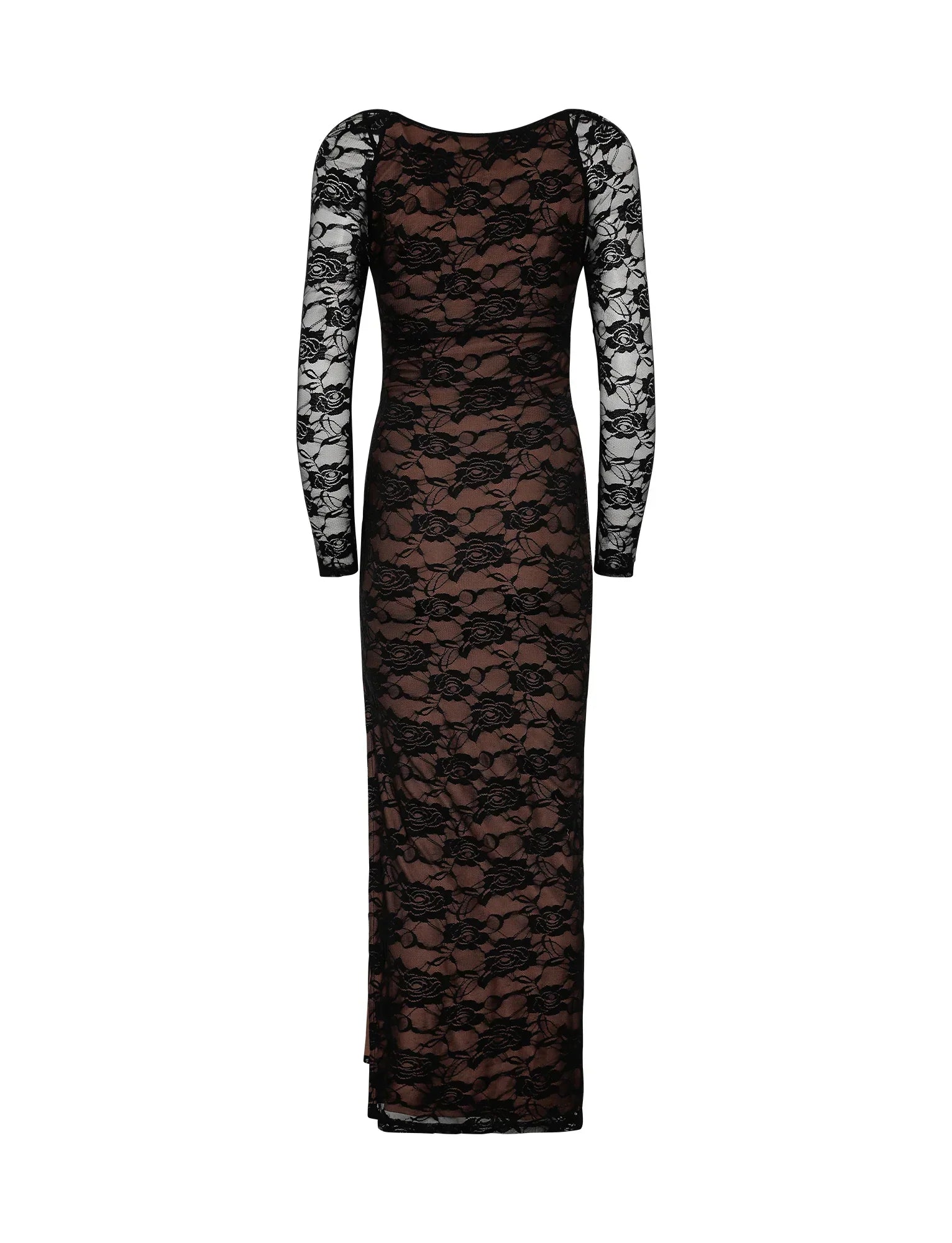 CHRISTY LACE L S MAXI DRESS BLACK LACE
