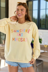 Sunshine And Mimosas Yellow Graphic Sweatshirt