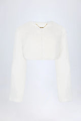 Faux Fur Cropped Bolero in White
