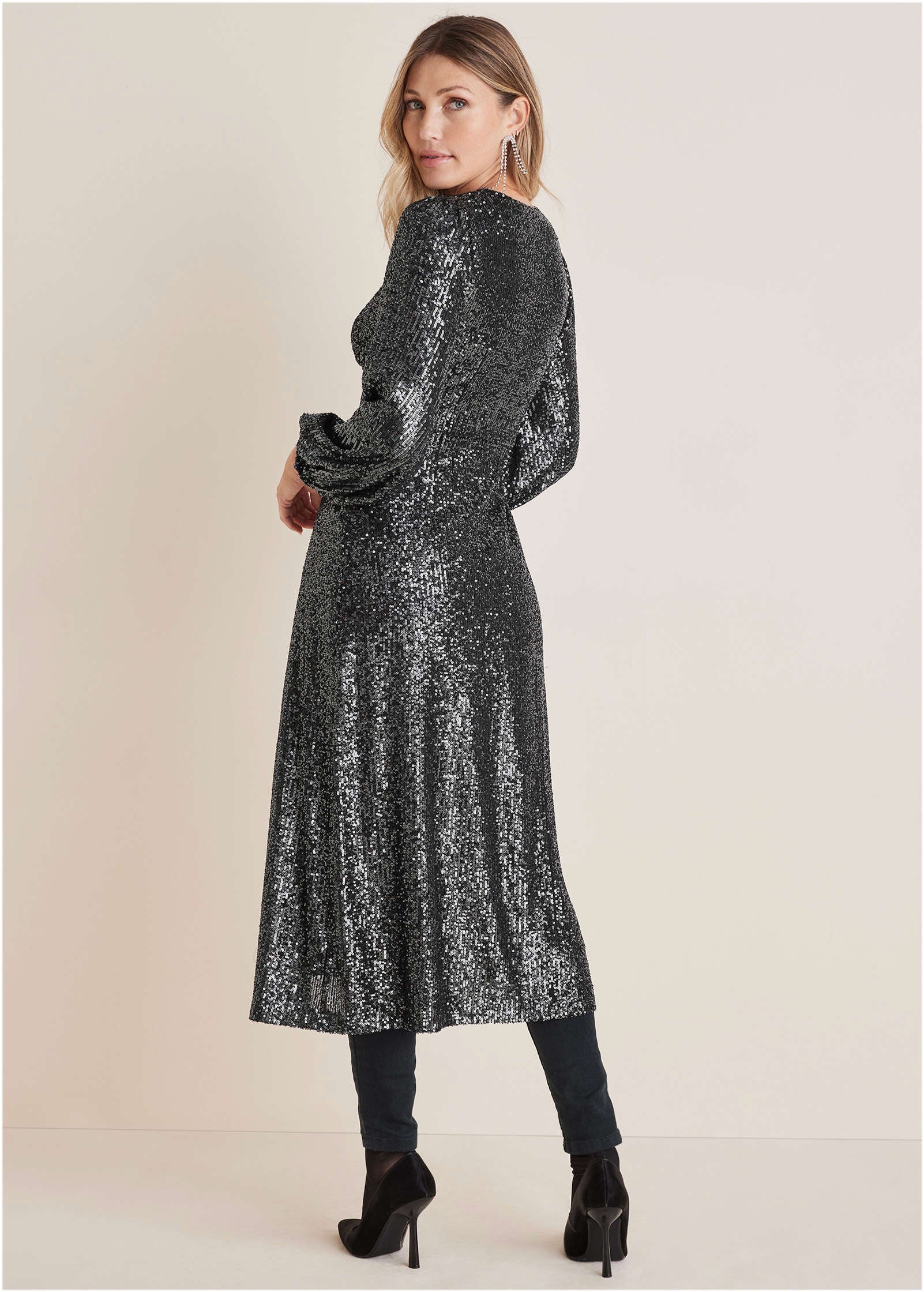 Sequin Maxi Top Gunmetal