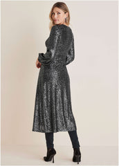 Sequin Maxi Top Gunmetal