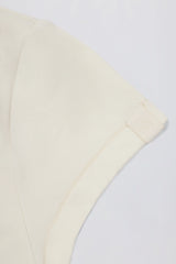 Cut Out Longline T Shirt in Oat