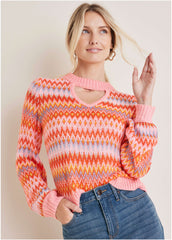 Fair Isle Mock Neck Sweater Peach Dust