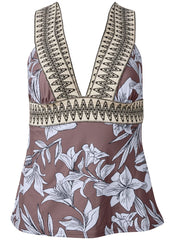 Elastic Tankini Top Tropical Island