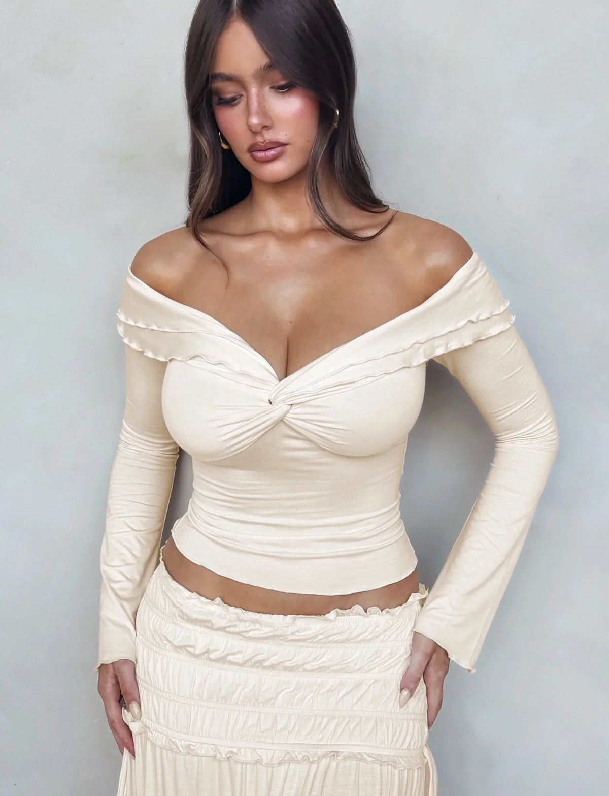 DENALI LONG SLEEVE TOP WHITE BONE