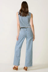Railroad Stripe Wide Leg Jean