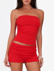 HARRIETT RIB TUBE TOP RED