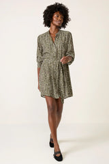 Puff Sleeve Belted Shirt Dress