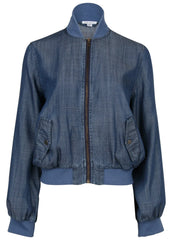 Chambray Bomber Jacket Dark Wash