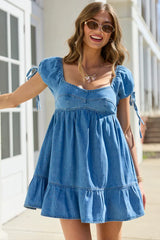 Layla Denim Puff Sleeve Mini Dress
