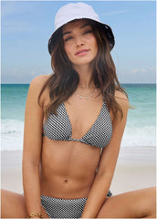 Gingham Bahamas Triangle Top Black White