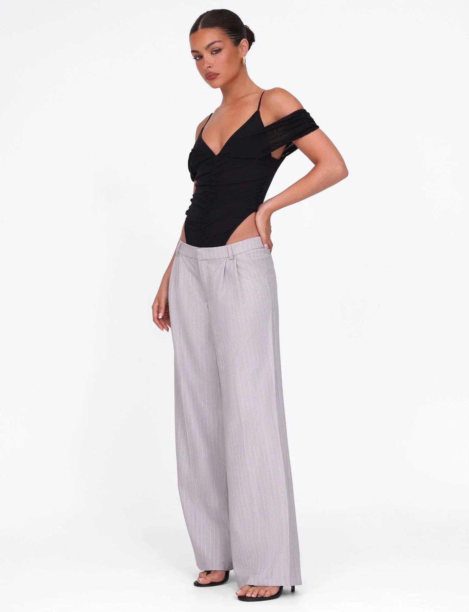 AMBERLY SUIT PANT GREY PINSTRIPE GREY PINSTRIPE