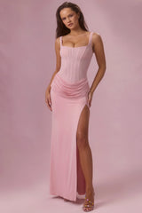 Mesh Draped Bridesmaid Dress in Blush