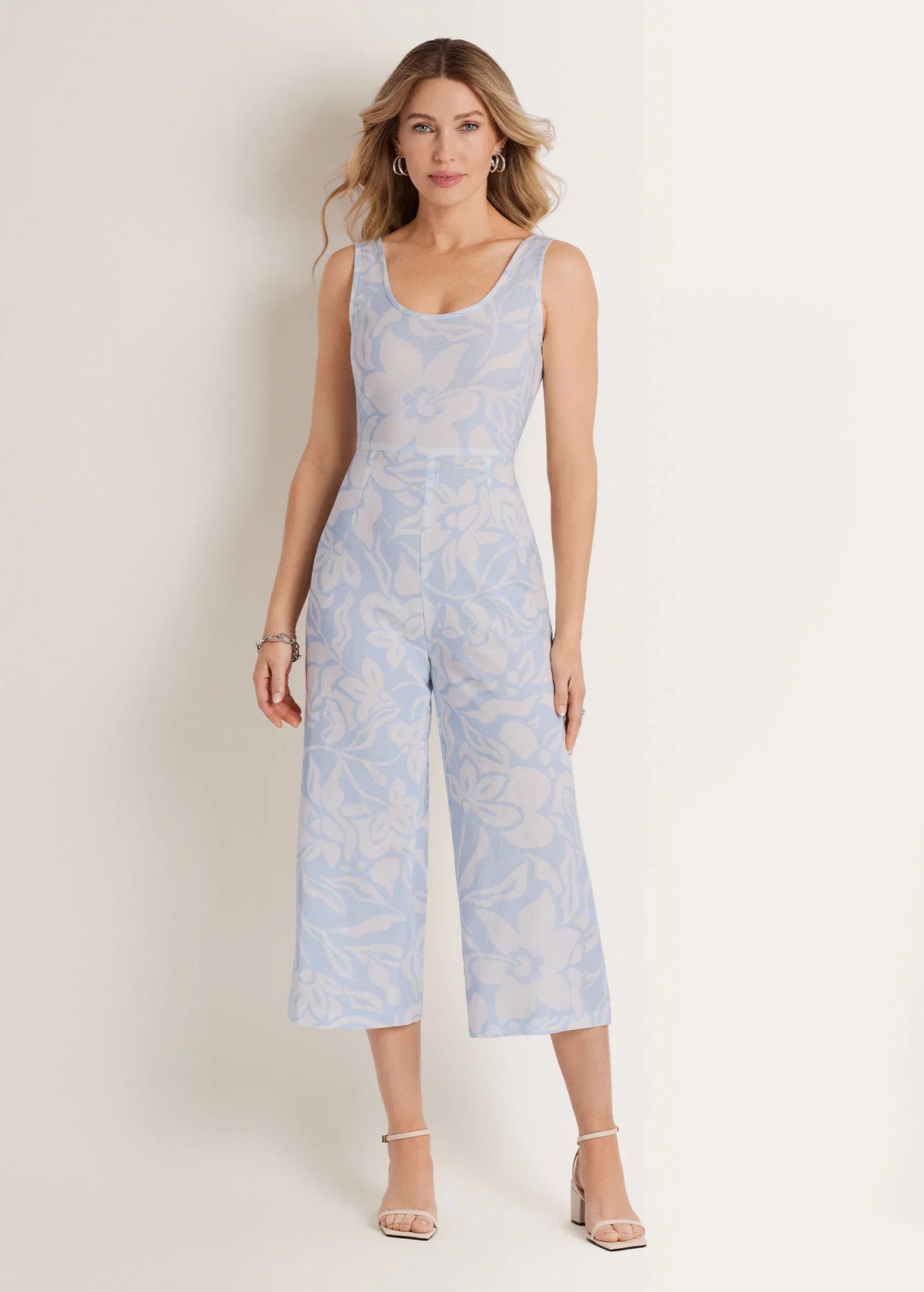 Linen Jumpsuit Etched Coastal Floral