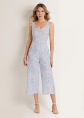 Linen Jumpsuit Etched Coastal Floral