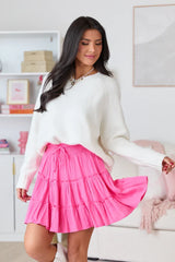 Through The Garden Longer Length Pink Mini Skort