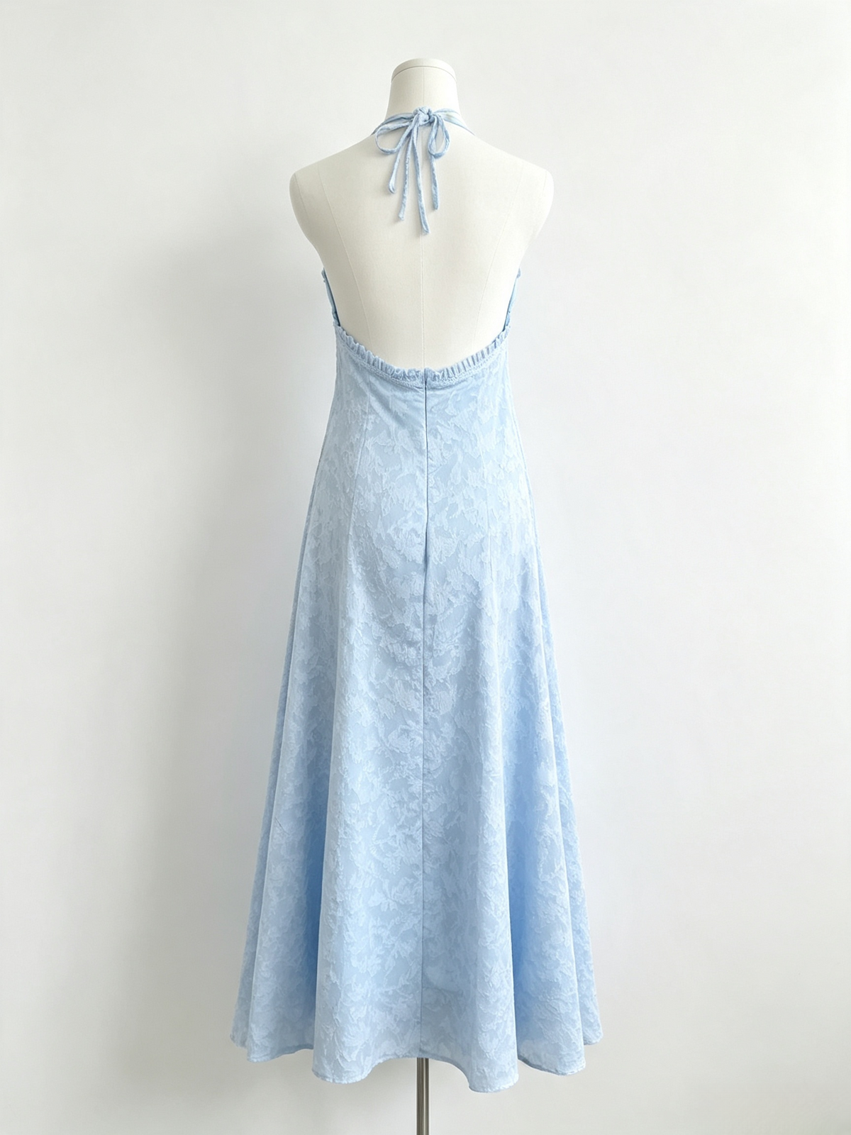 Light Blue Floral Halter Midi Dress
