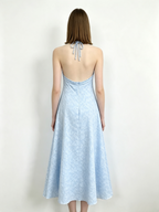 Light Blue Floral Halter Midi Dress