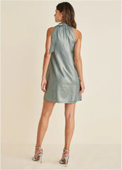 Shimmer Jacquard Mini Dress Seafoam