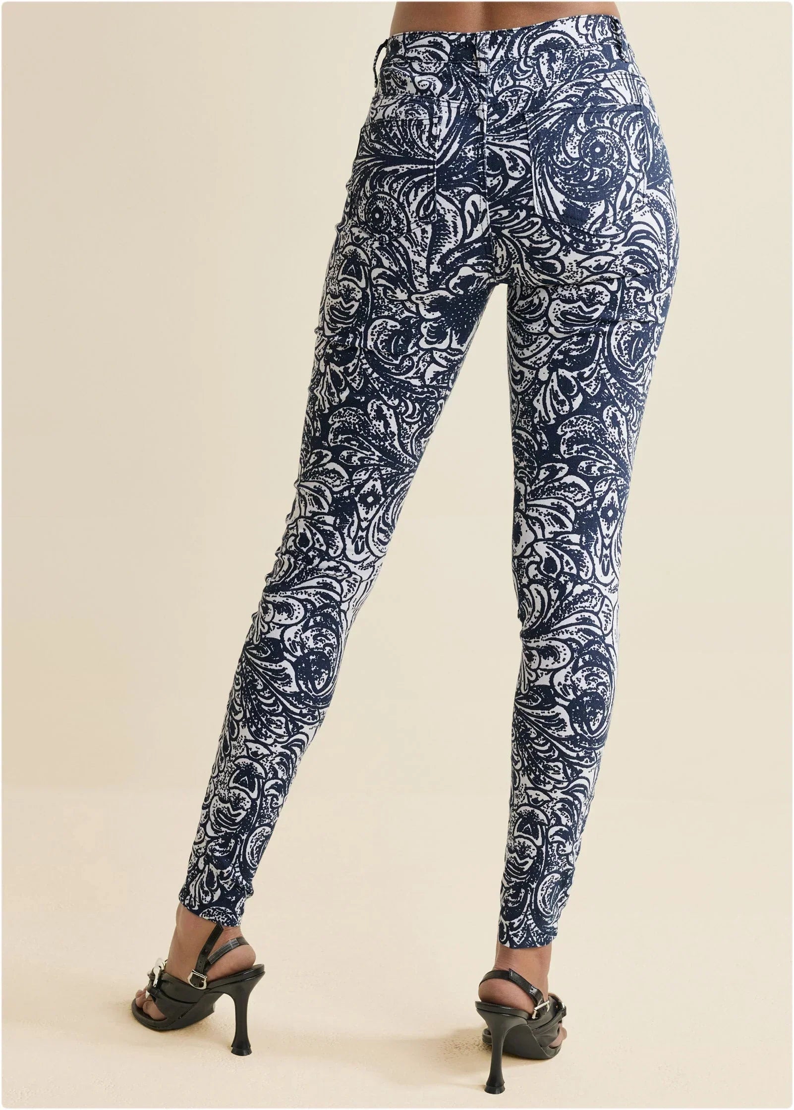 Paisley Print Skinny Jeans Blue Multi