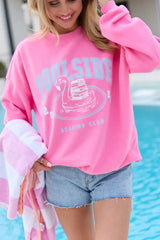 Poolside Reading Club Pink Graphic Sweatshirt