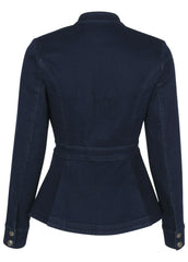 Denim Peplum Blazer Dark Rinse Wash