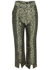 Jacquard Slit Hem Pants Black Gold