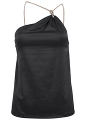 Shimmer One Shoulder Top Jet Black
