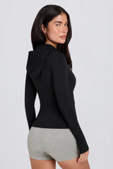 Soft Active Hooded Mid Layer Jacket in Black