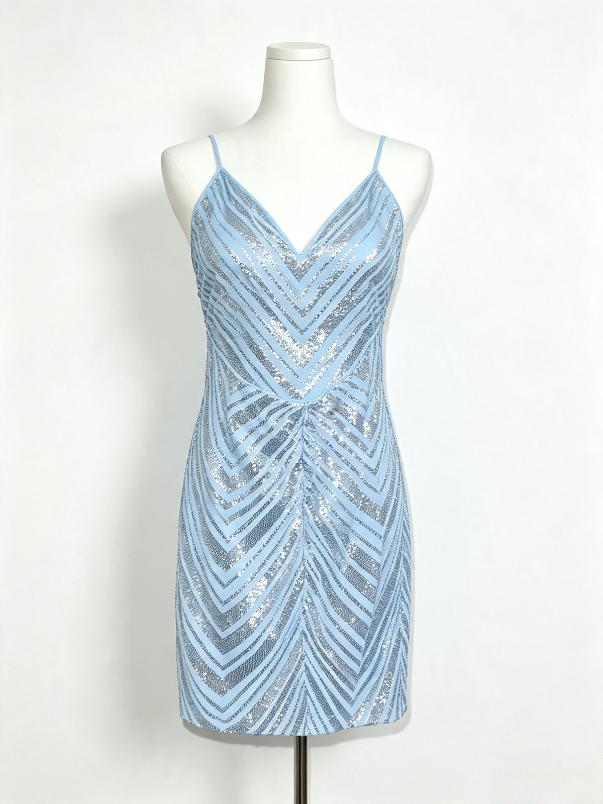 Light Blue Sequin Slip Mini Dress