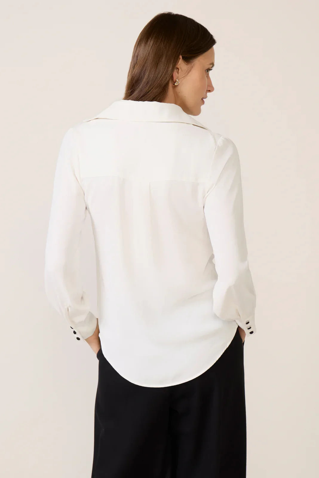 Quinn Crepe Satin Bow Shirt