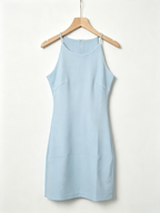 Light Blue Halter Sleeveless Mini Dress