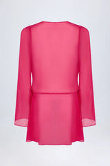 Cowl Neck Mini Dress in Fuchsia Pink