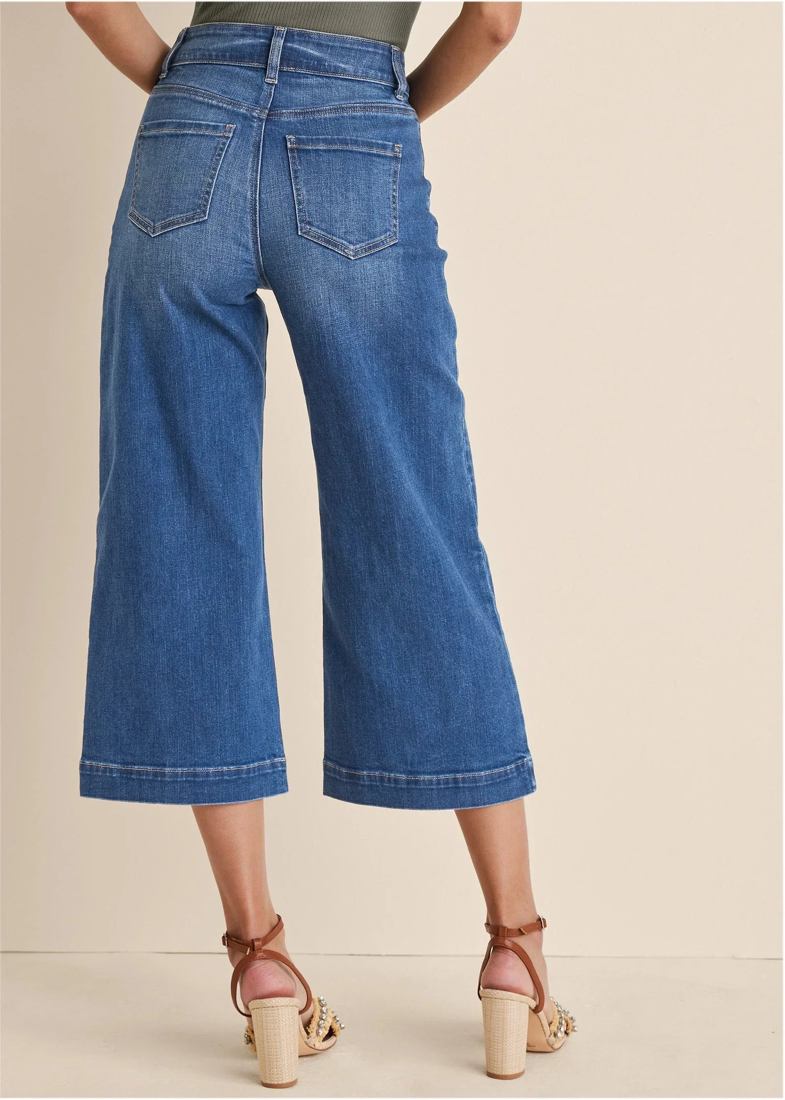 Sophia Wide Leg Crop Jeans Medium Wash