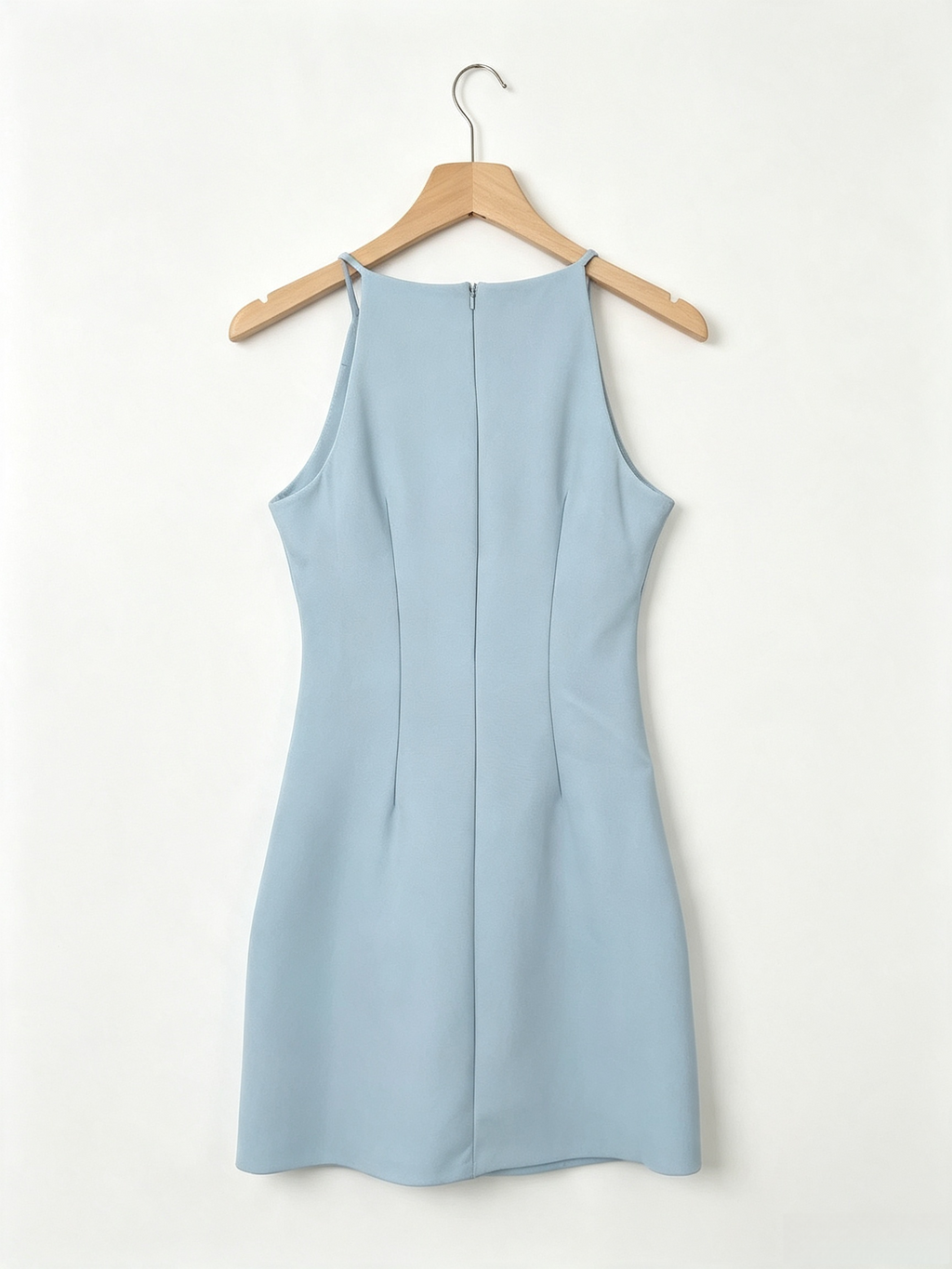 Light Blue Halter Sleeveless Mini Dress