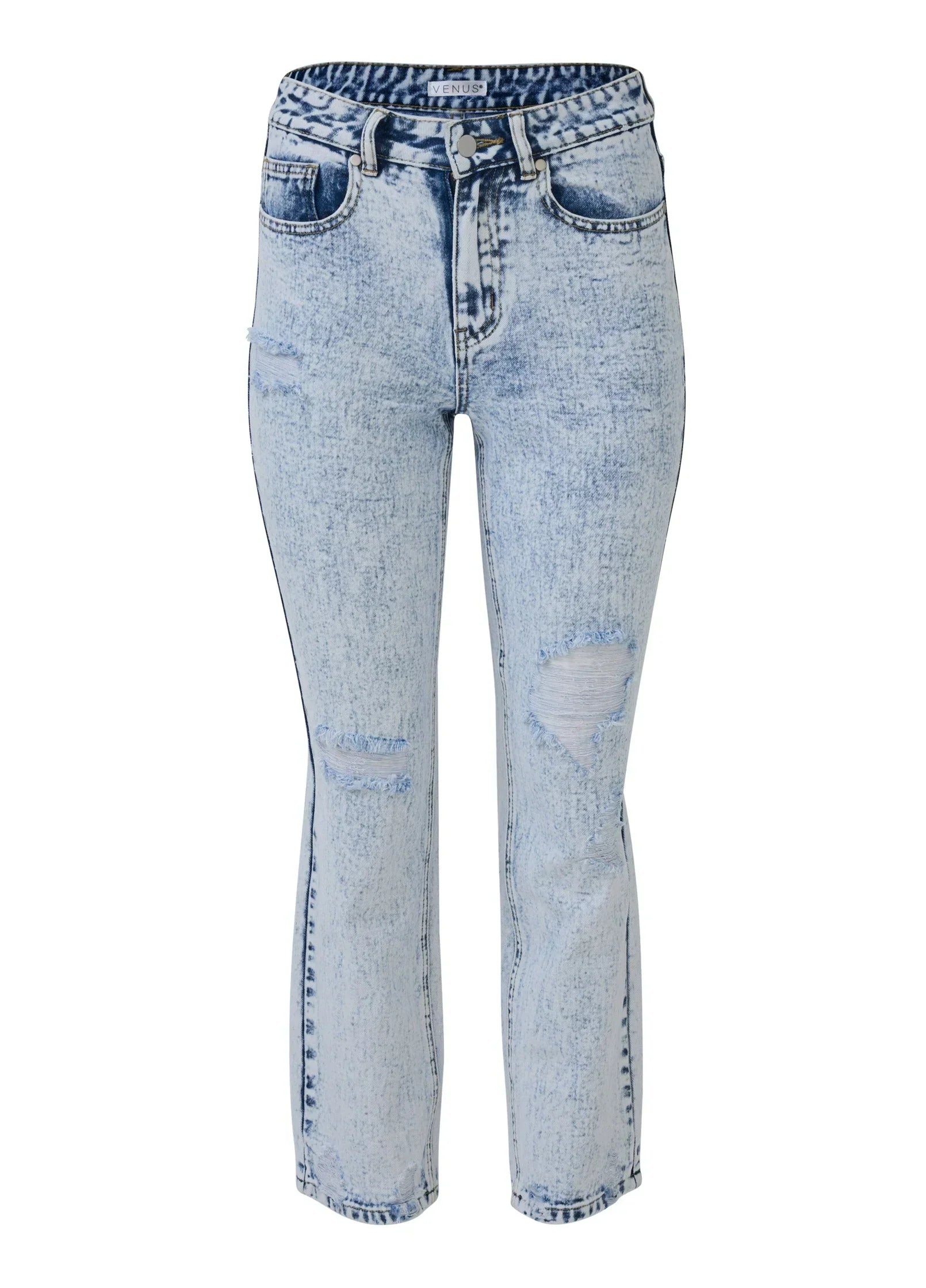 Stove Pipe Distressed Jeans Acid Wash