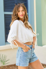 Cora Ivory Daisy Embroidered Gauze Top