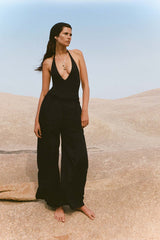 Tallows Linen Wide Leg Pant Black EcoLinen