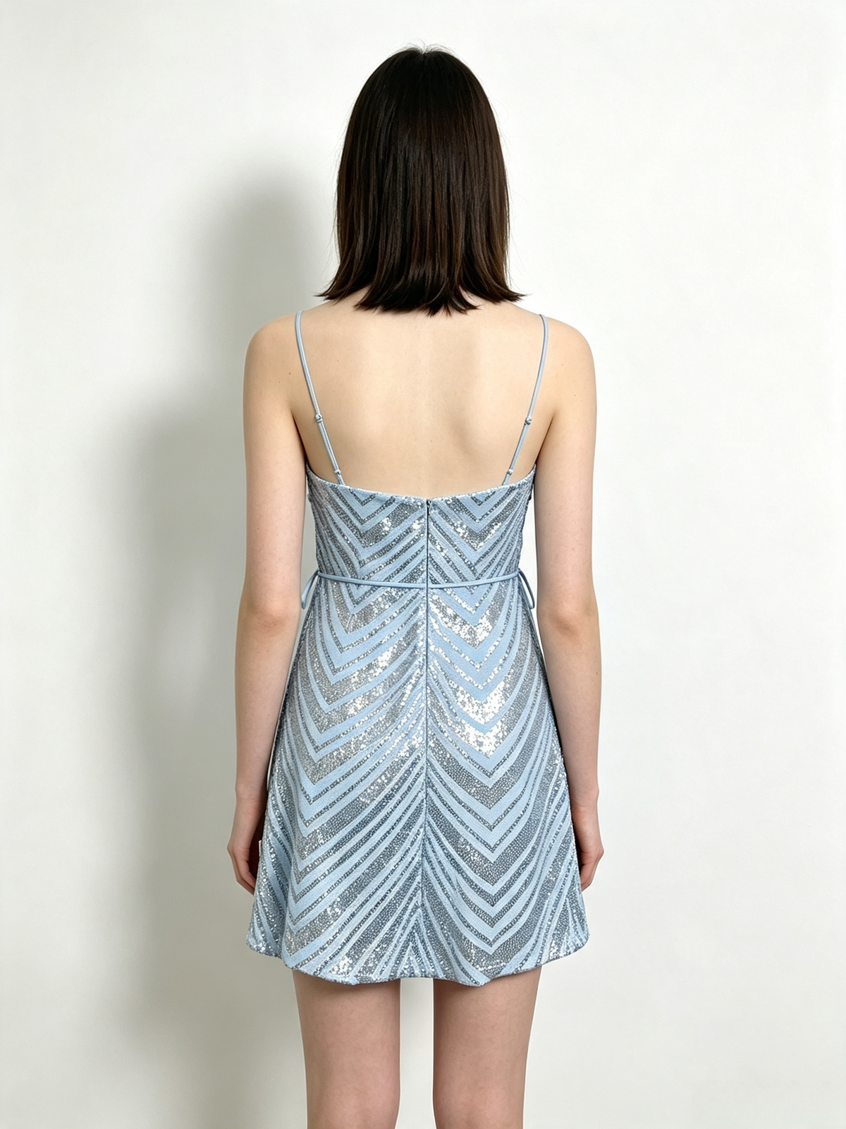 Light Blue Sequin Slip Mini Dress