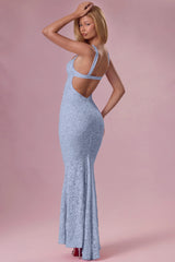 Lace Sweetheart Neck Gown in Sky Blue