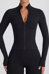 Soft Active Zip Up Jacket in Black