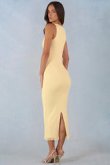 Modal Lace Trim Midaxi Dress in Butter Yellow