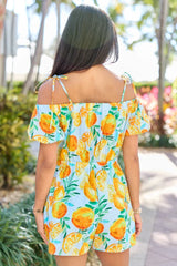 Easy Peasy Citrus Print Romper